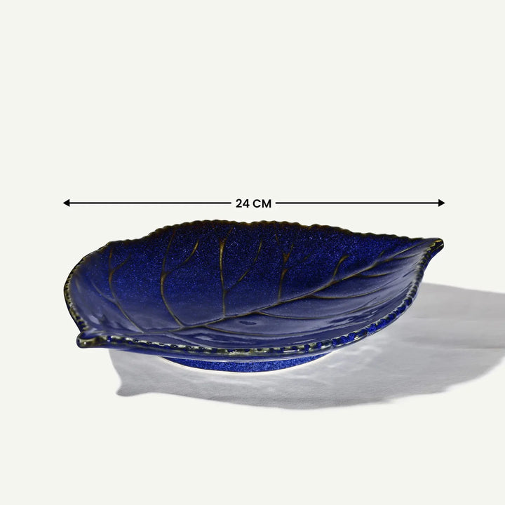 Simple Ceramic Serving Platter Set | Artistic Ceramic Serving Platter Set of 2 - Royal Blue