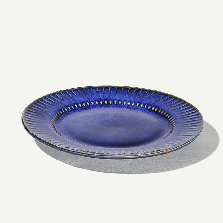 Golden Rim Salad Plate Set | Handmade Ceramic Golden Rim Salad Plate Set of 2 - Blue