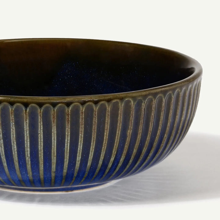 Ceramic Large Serving Bowl - Blue Macaw Inspired | Handmade Ceramic Large Serving Bowl Set - Deep Blue