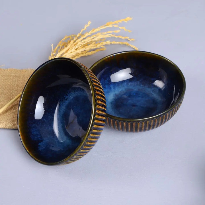 Ceramic Blue Macaw Inspired Serving Bowl | Handmade Ceramic Serving Bowl - Blue