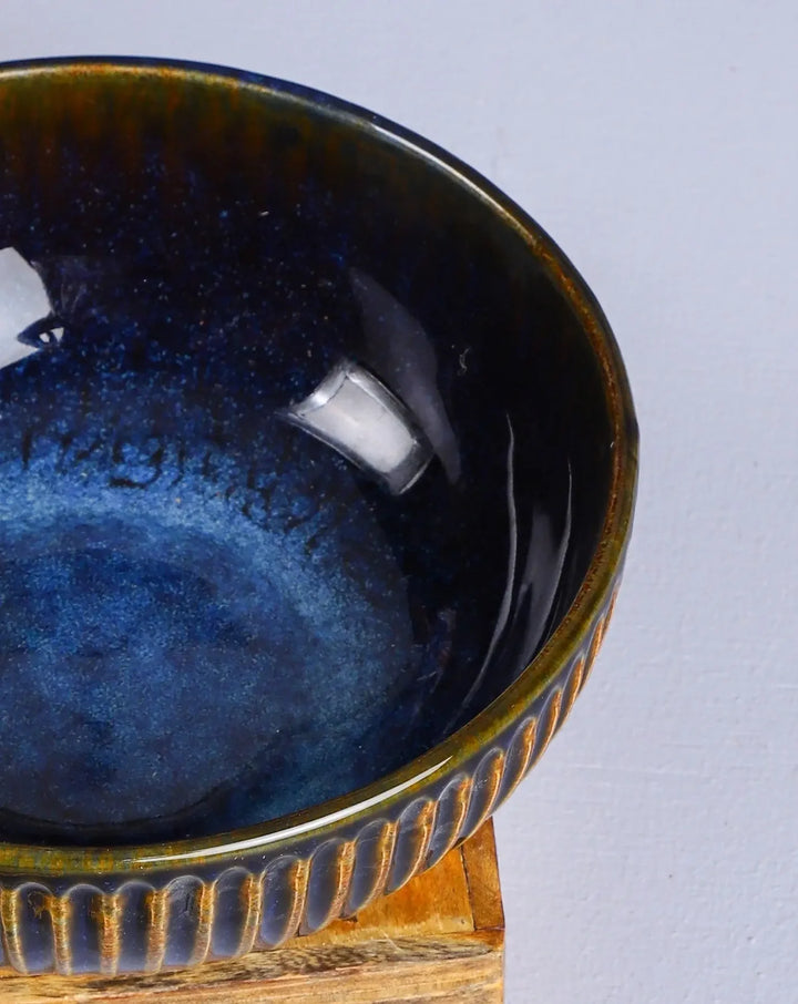 Blue Handmade Ceramic Serving Bowl - 850ml Capacity | Handmade Ceramic Large Serving Bowl - Deep Blue