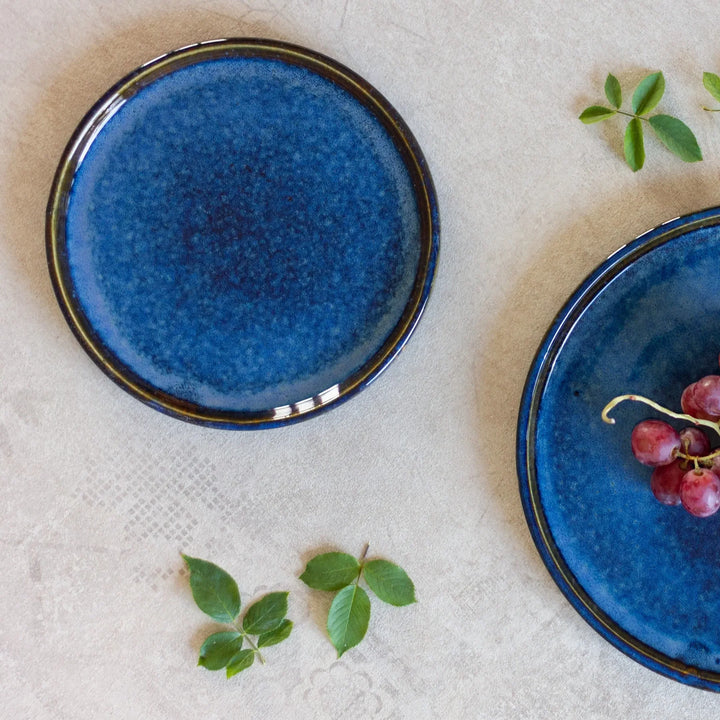Blue Ceramic Flat Plates | Handmade Ceramic Small Flat Plate - Blue