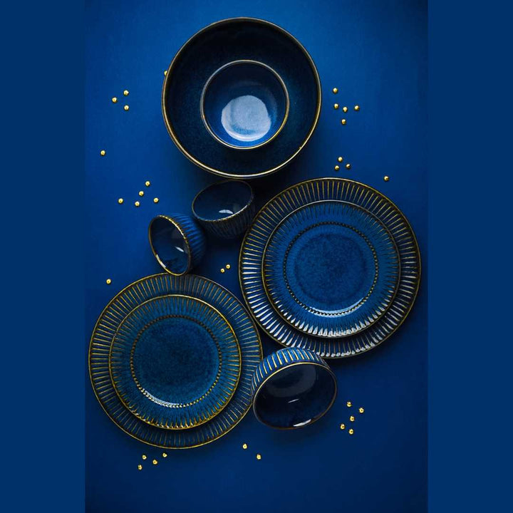 Handmade Lead-Free Dinner Set | Handmade Golden Rim Ceramic Dinner Set of 12 Pcs