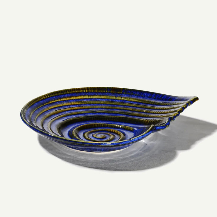 Royal Blue Ceramic Serving Platter | Artistic Ceramic Serving Shell Platter - Royal Blue