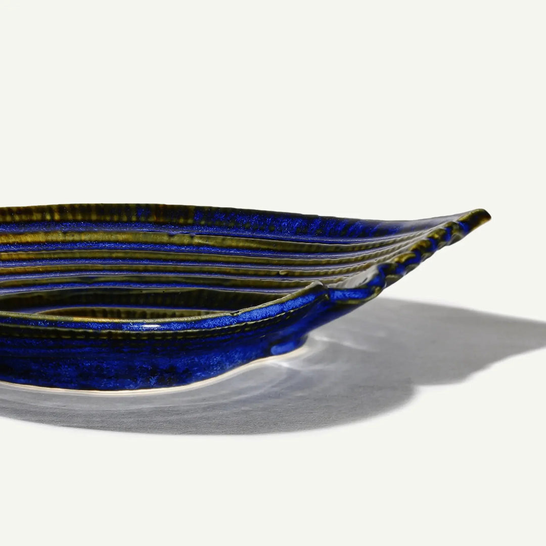 Royal Blue Ceramic Serving Platter | Artistic Ceramic Serving Shell Platter - Royal Blue