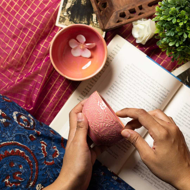 Ceramic Pink Dinner Set | Handmade Ceramic Dinner Set of 8 Pcs - Pink