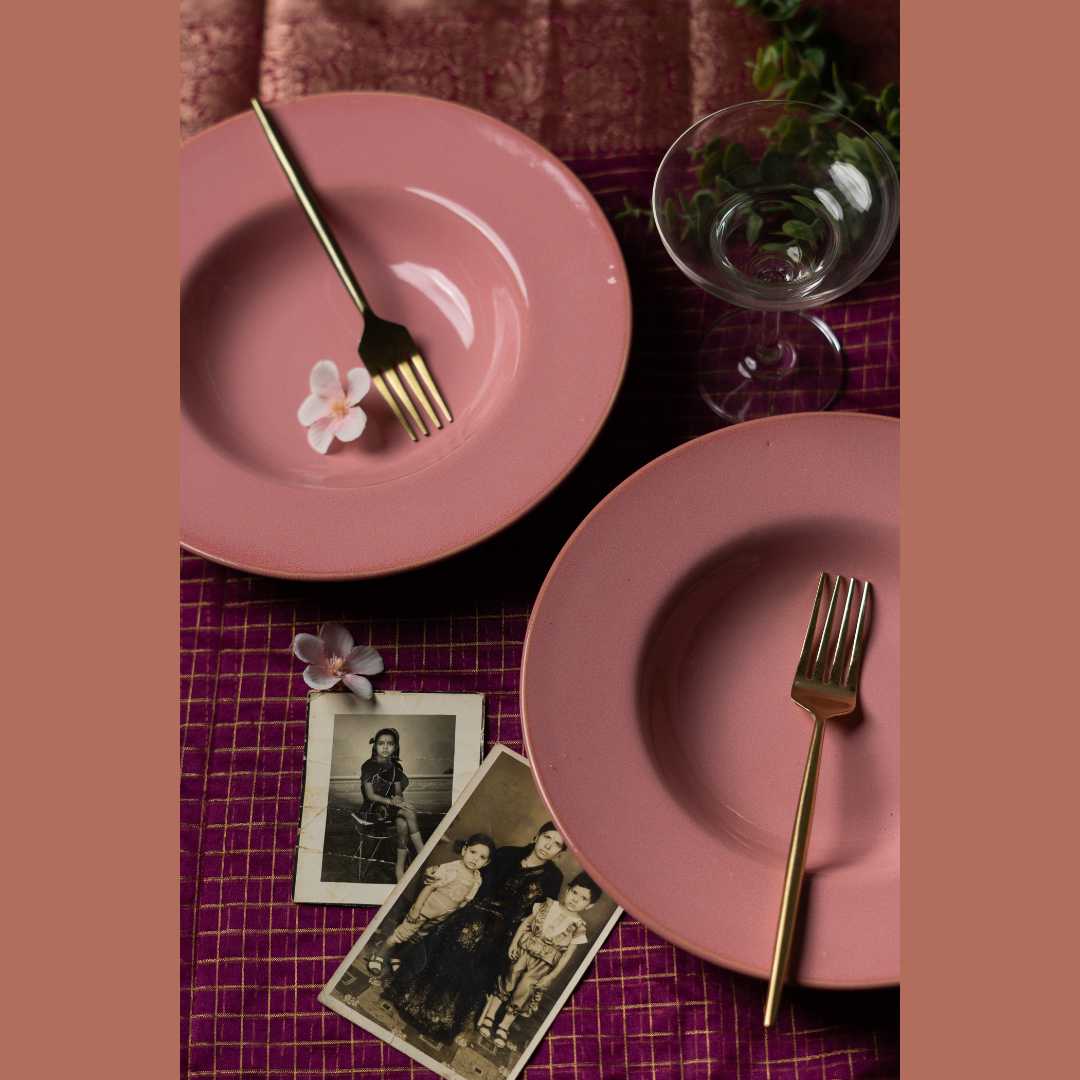 Handmade Ceramic Pasta Platter Set | Handmade Ceramic Pasta Platter Set of 6 - Pink