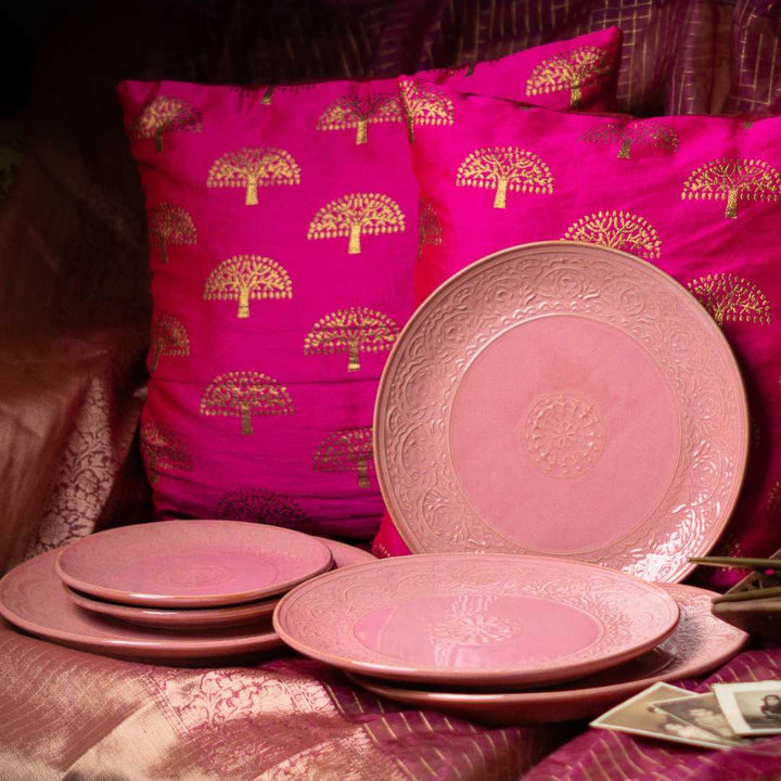 Ceramic Pink Quarter Plate Set | Handmade Ceramic Quarter Plate Set - Pink