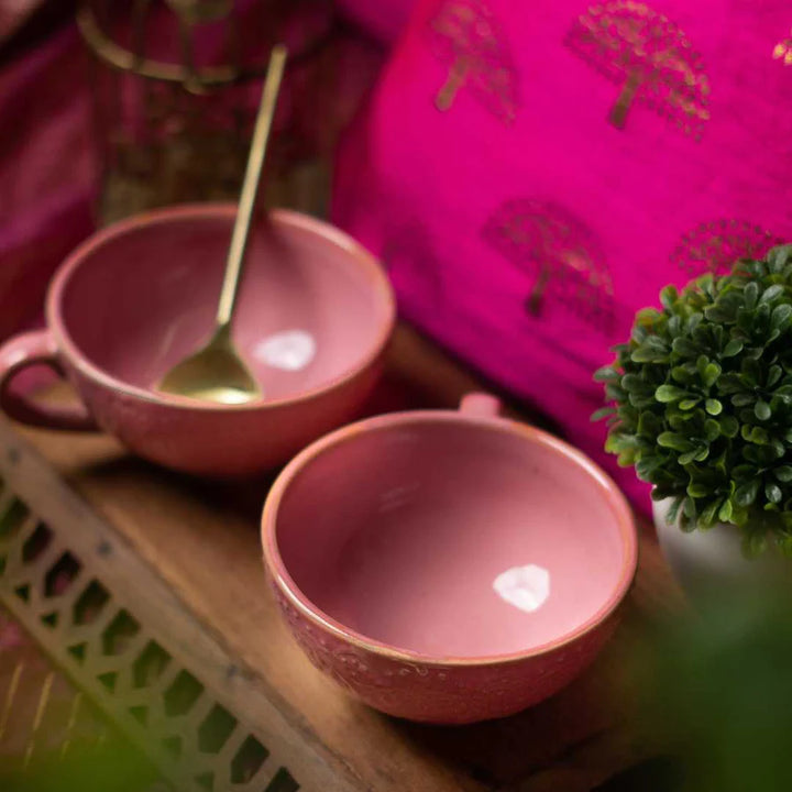Pink Ceramic Soup Cups | Premium Ceramic Soup Cups - Sunset Pink