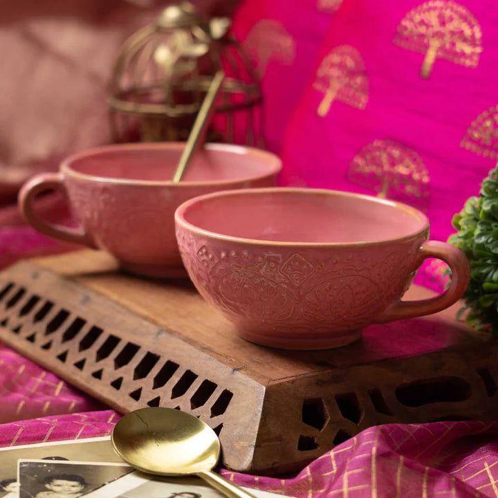 Pink Ceramic Soup Cups | Premium Ceramic Soup Cups - Sunset Pink