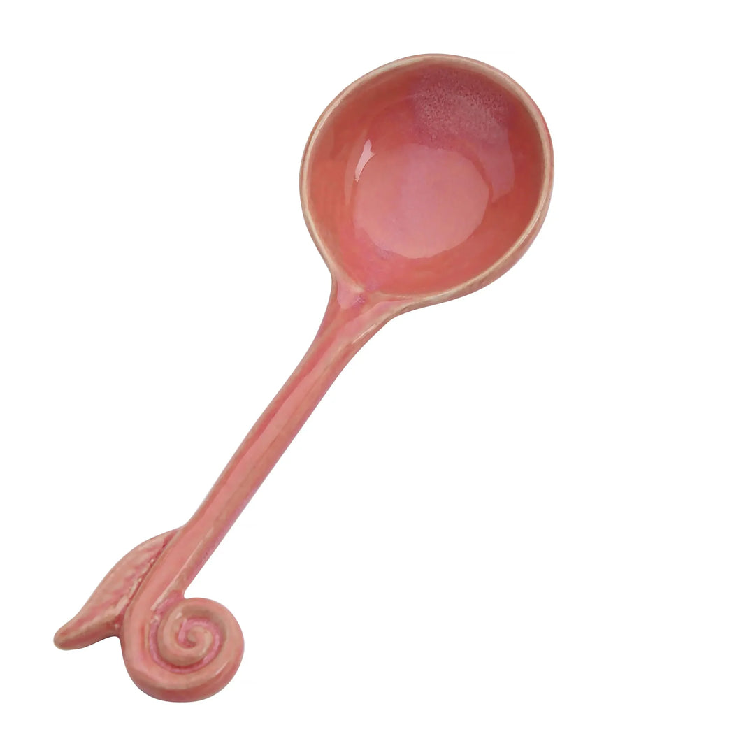 Ceramic Spoon Set - Sunset Pink, Set of 4 | Premium Art Ceramic Spoon Set of 4 - Sunset Pink