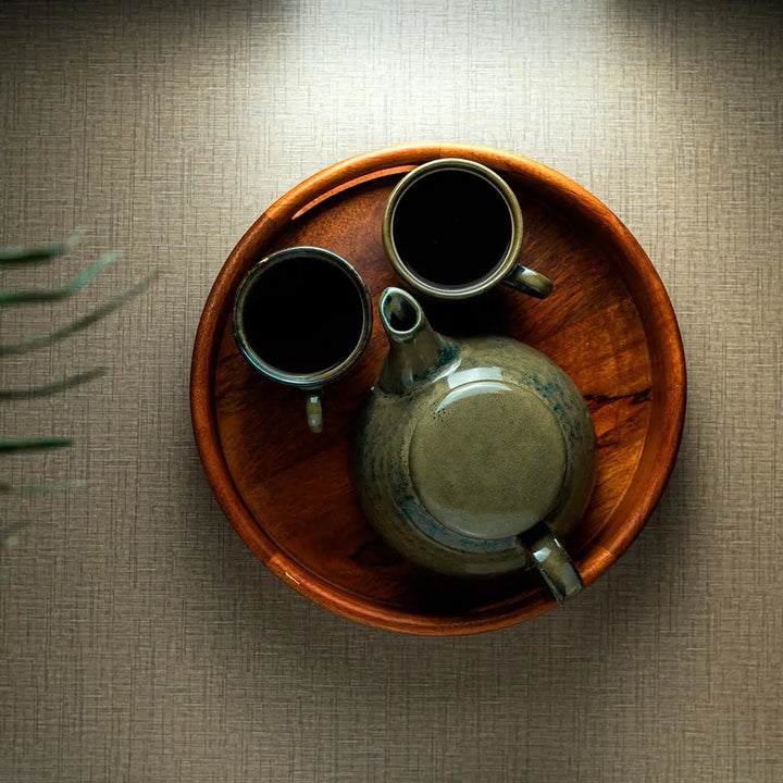 Green Ceramic Tea set of 11 Pcs | Premium 6" Ceramic Tea set of 11 Pcs - Sage Green