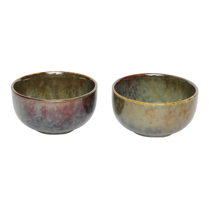 Green Ceramic Serving Bowl Set | Handmade Ceramic Serving Bowl Set - Mud Green