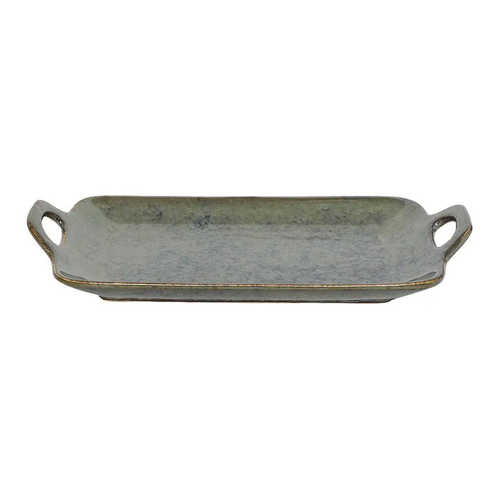 Ceramic Serving Trays - Dark Olive Green - Lead-Free & Safe | Handmade Ceramic Serving Trays - Dark Olive Green