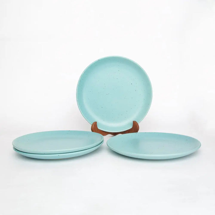 12-Piece Microwave Safe Ceramic Dinner Set in Pastel Blue | Handmade Ceramic Dinner Set of 12 Pcs - Pastel Blue