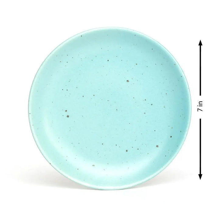 Blue Ceramic Quarter Plates | Handmade Ceramic Quarter Plate Set - Sky Blue