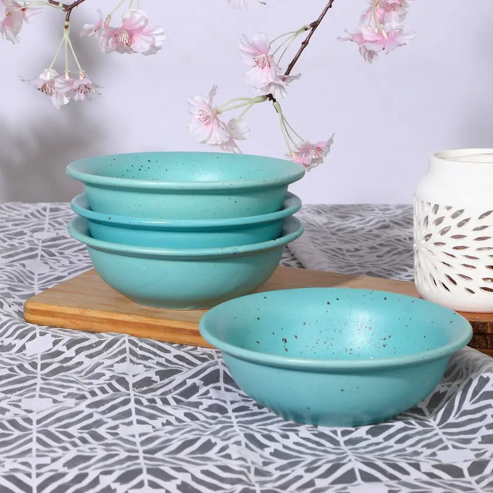 Sky Blue Ceramic Cereal Bowl Set | Handmade Ceramic Cereal Bowl Set - Sky Blue
