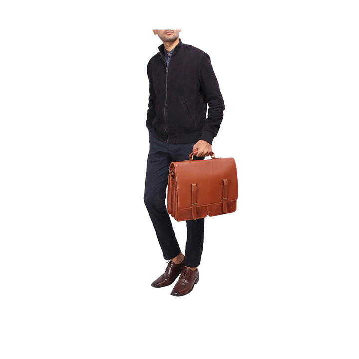 Tan Leather Business Briefcase | Classic Elegance Business Briefcase