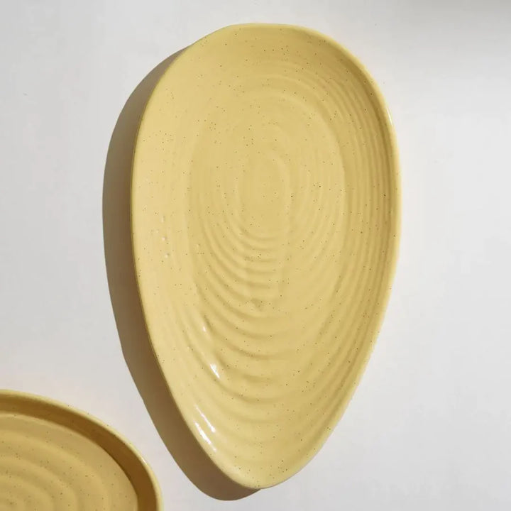 Yellow Ceramic Leaf Platter: 13 Dimensions | Handmade Ceramic Leaf Platter - Yellow