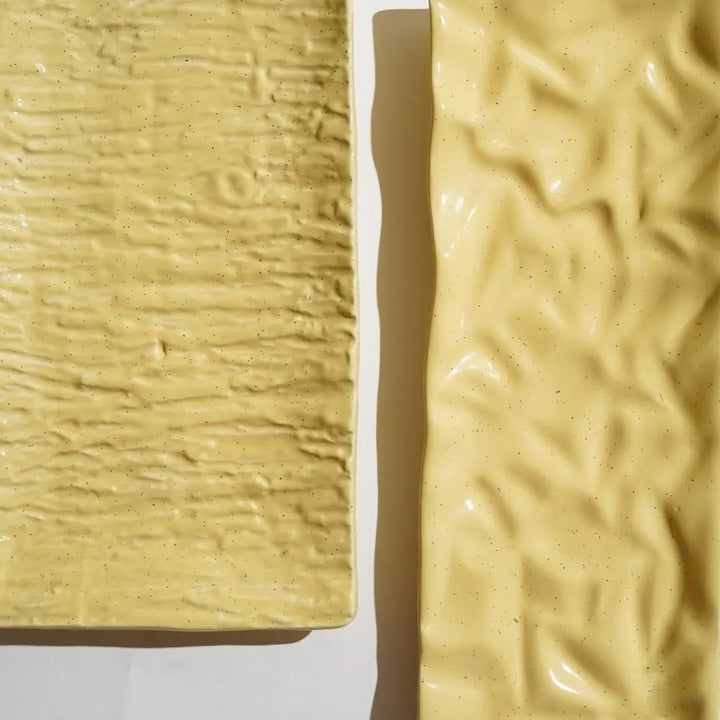 Yellow Ceramic Rectangular Platter | Artistic Ceramic Rectangular Platter - Yellow