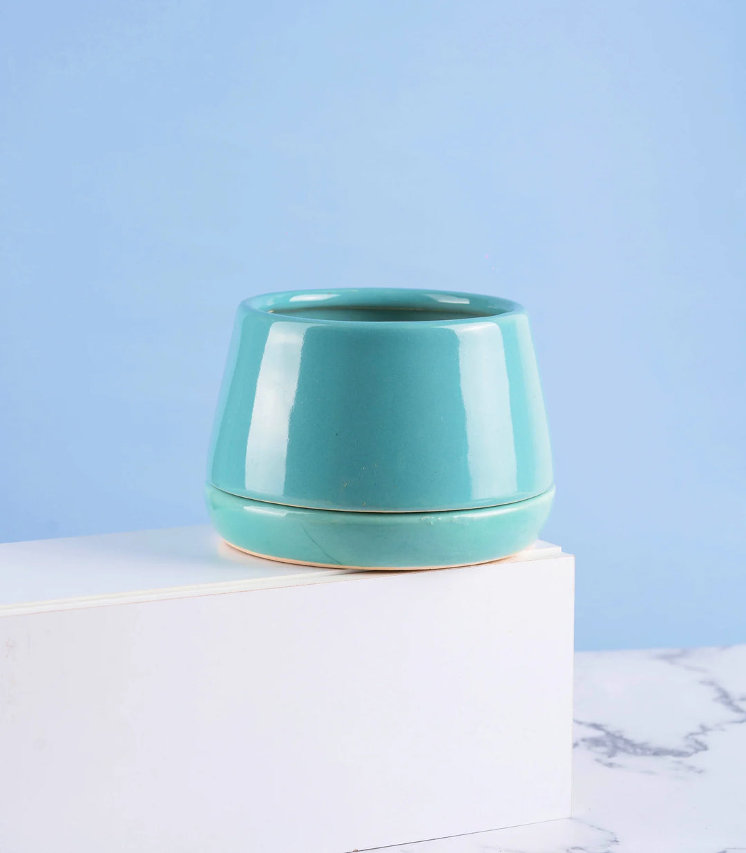 Ceramic Pots Combo in Teal and Peach Color | Ciel Ceramic Pots Combo in Teal and Peach Color