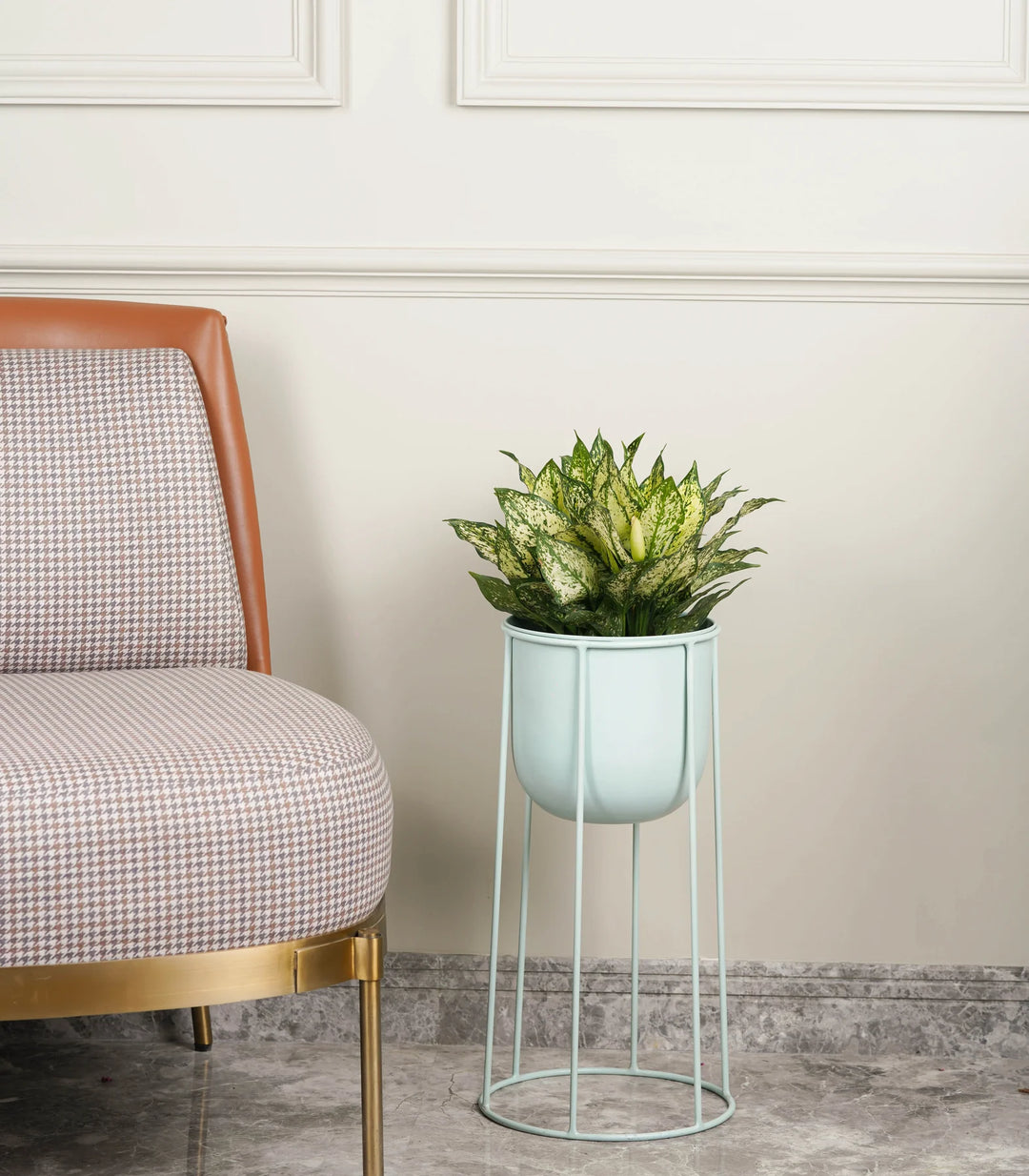 Metal Floor Planter with Stand (20 Inch) in Pastel Colors | Medium Metal Floor Planter in Pastel Colors (20 Inch) with Stand