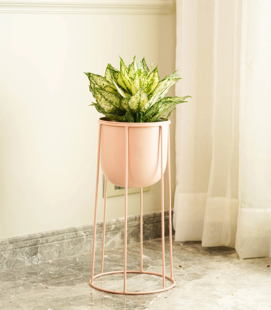 Metal Floor Planter with Stand (20 Inch) in Pastel Colors | Medium Metal Floor Planter in Pastel Colors (20 Inch) with Stand