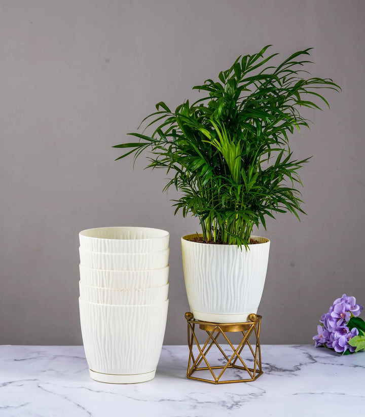 Self Watering Fiber Pots | Ivory Self Watering Tide Fiber Pots 5 Inch