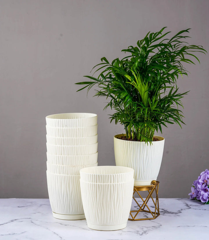 Self Watering Fiber Pots | Ivory Self Watering Tide Fiber Pots 5 Inch