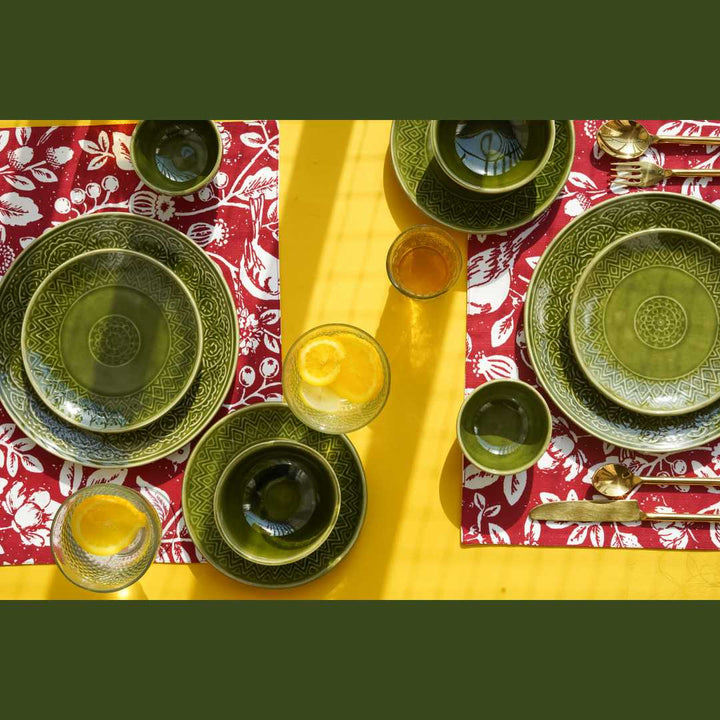 Olive Green Handmade Dinner Set | Handmade Ceramic Dinner Set of 10 Pcs - Olive Green