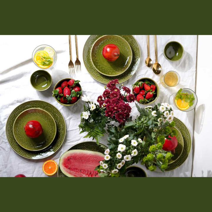 Olive Green Handmade Dinner Set | Handmade Ceramic Dinner Set of 10 Pcs - Olive Green