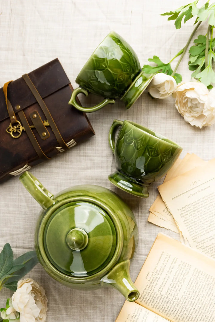 Ceramic Tea Pot - Green | Exclusive Ceramic Tea Pot - Olive Green