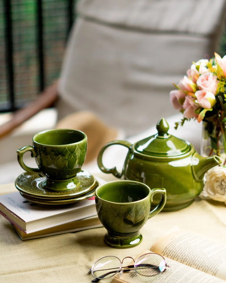 Ceramic Tea Pot - Green | Exclusive Ceramic Tea Pot - Olive Green