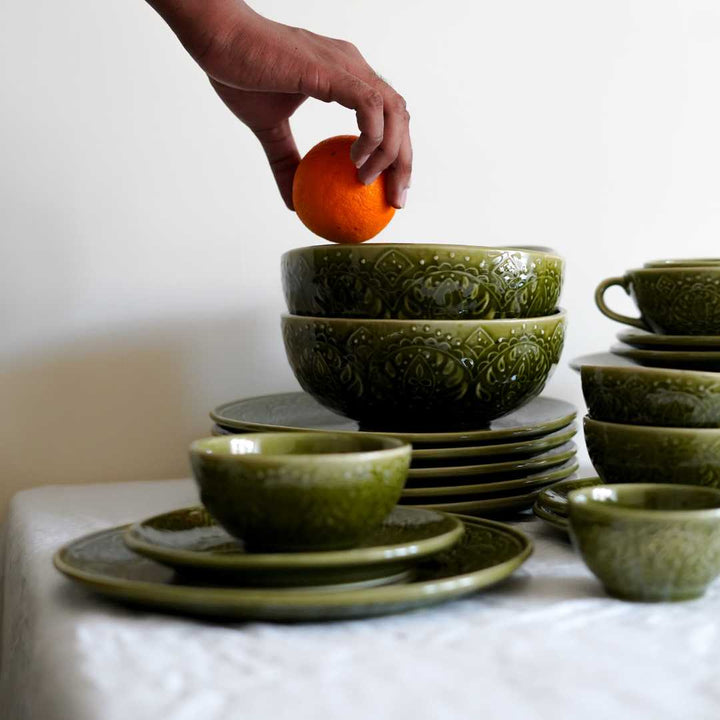 Ceramic Olive Green Serving Bowl | Handmade Ceramic Serving Bowl - Olive Green