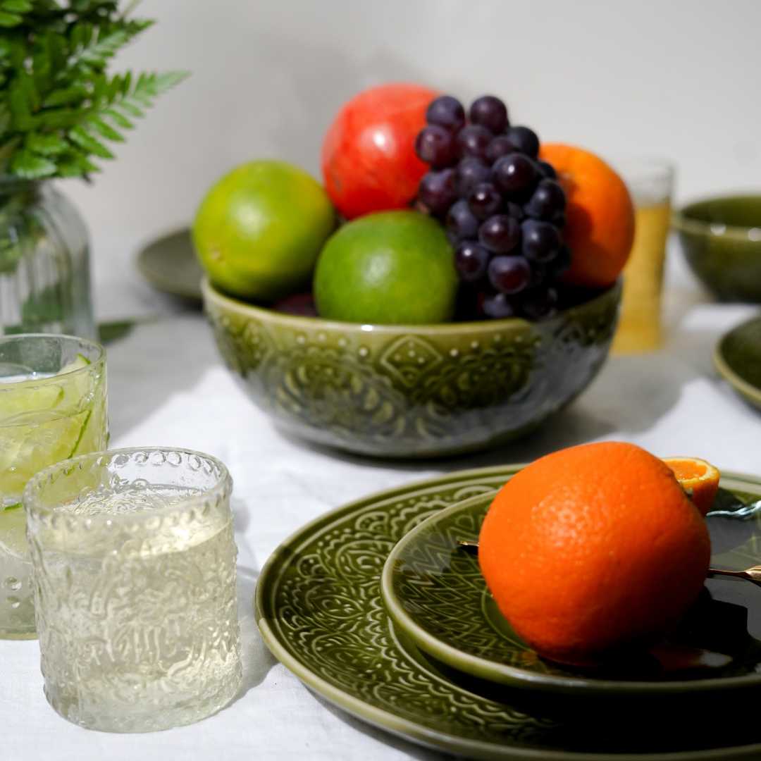 Ceramic Olive Green Serving Bowl | Handmade Ceramic Serving Bowl - Olive Green