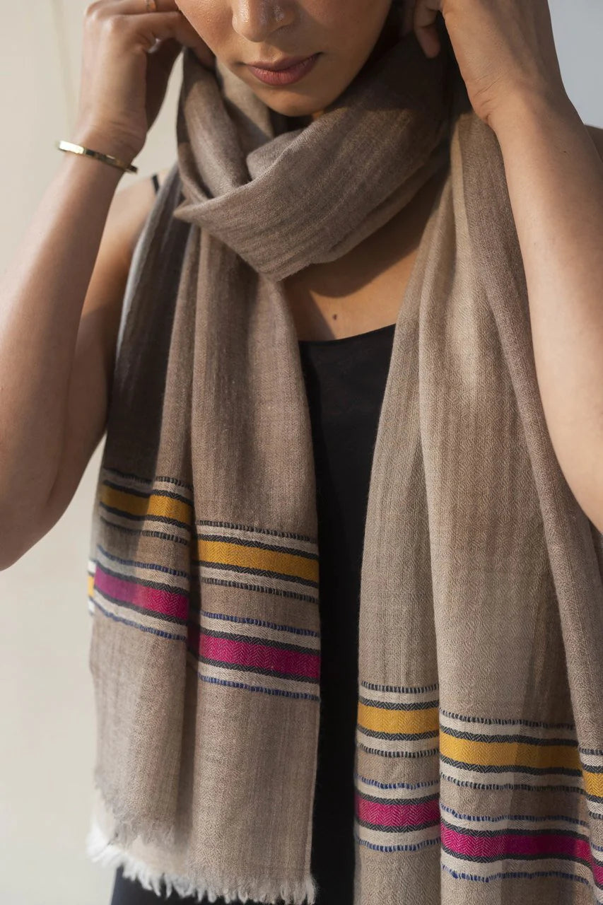 Handwoven Pashmina Stole - Elegant and Generous | Maeve Handwoven Pashmina Stole - Beige