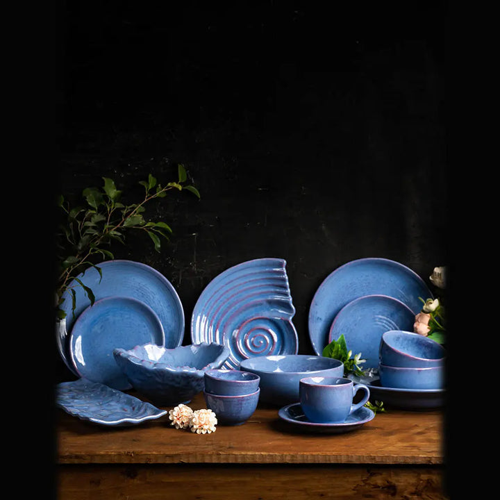 Blue Ceramic Dinner Set | Handmade Ceramic Dinner Set of 12 Pcs - Cobalt Blue