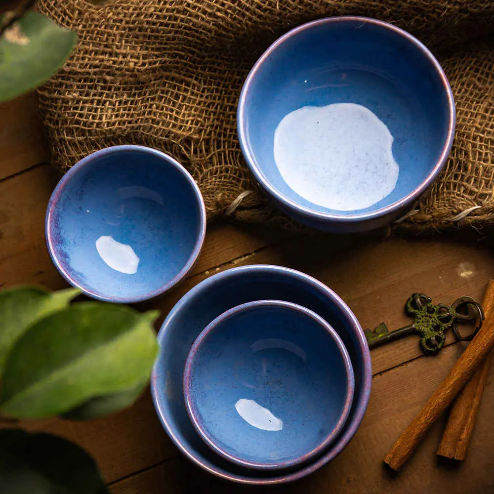 Blue Ceramic Dinner Set | Handmade Ceramic Dinner Set of 12 Pcs - Cobalt Blue