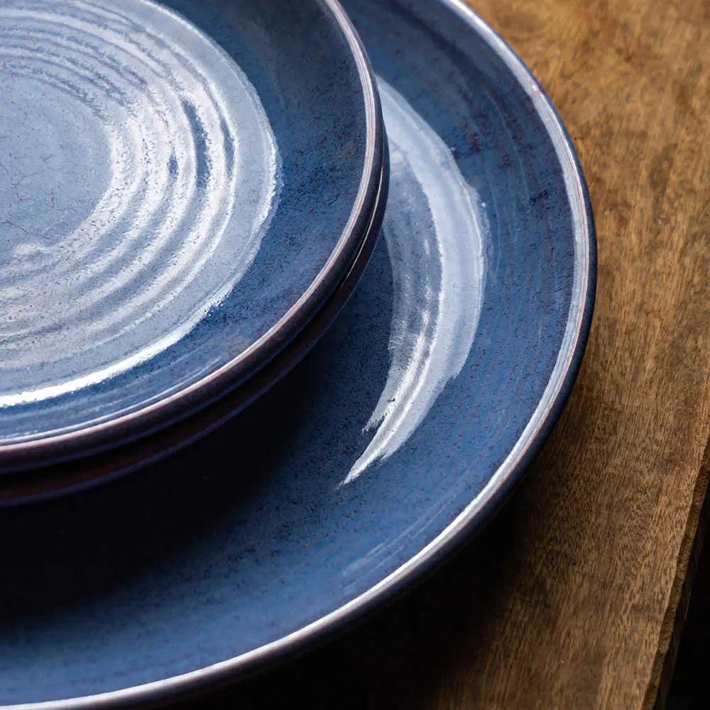 Handmade Ceramic Quarter Plate Set | Handmade Ceramic Quarter Plate Set - Cobalt Blue