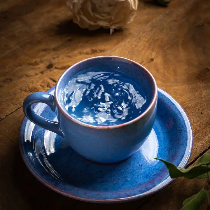 Blue Ceramics Tea set of 15 Pcs | Premium 6" Ceramics Tea set of 15 Pcs - Madagascar Blue