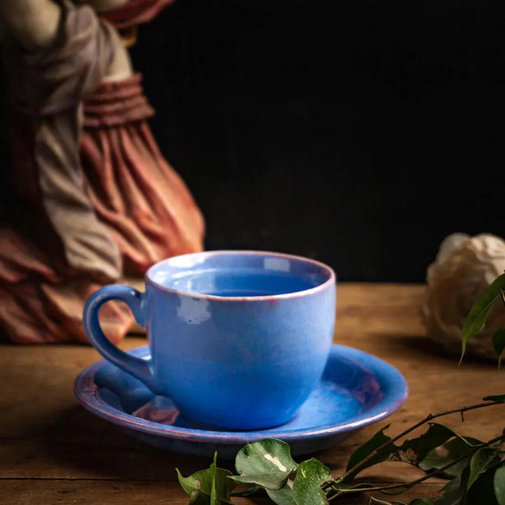 Premium Blue Ceramic Tea Set | Premium 6" Ceramics Tea set of 7 Pcs - Madagascar Blue