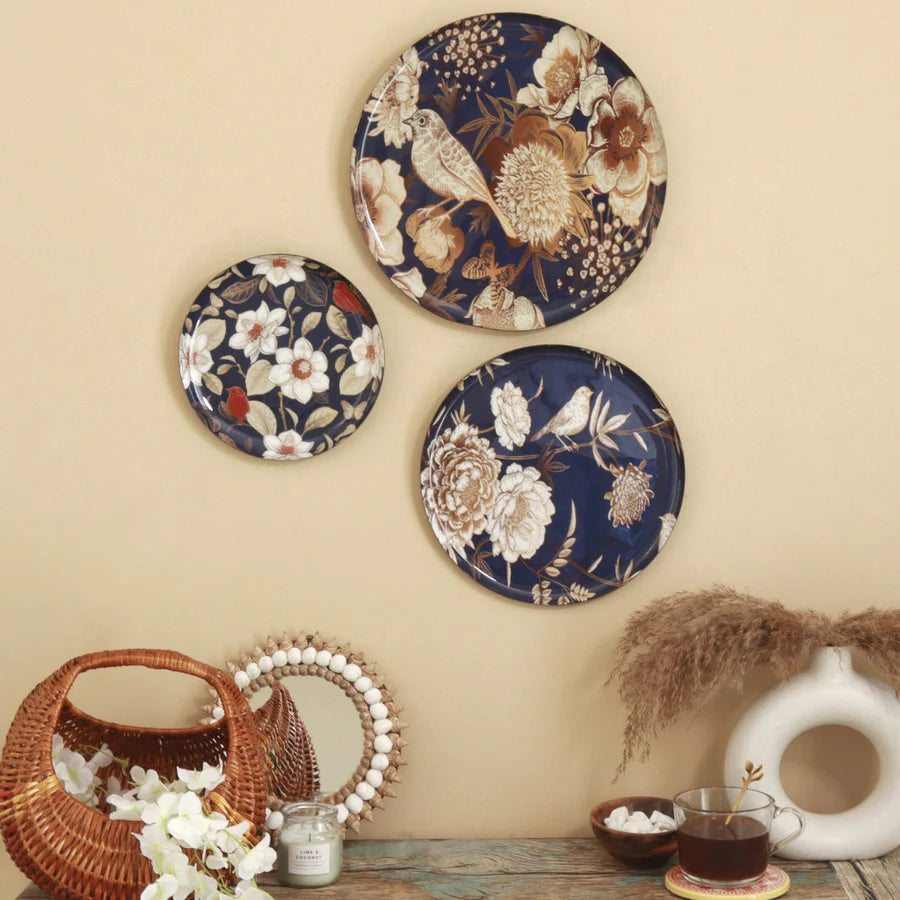 Oriental Blooms Wall Plate Set | Oriental Blooms Wall Plates Set of 3