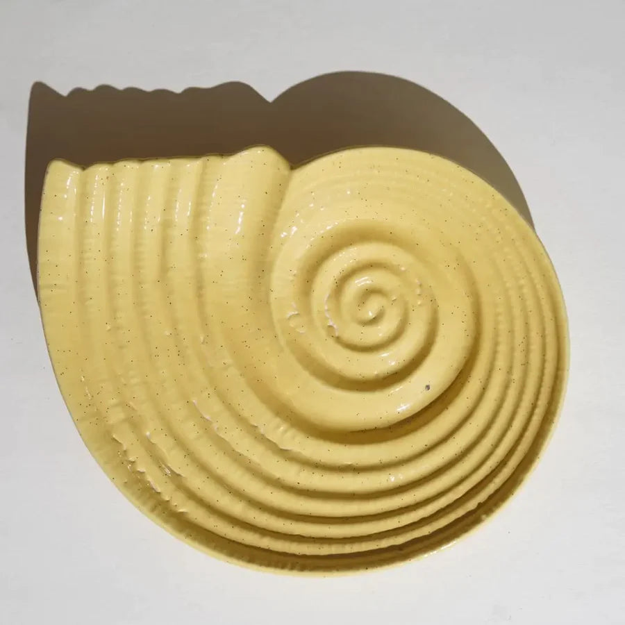 Yellow Ceramic Serving Platter | Artistic Ceramic Serving Shell Platter - Yellow