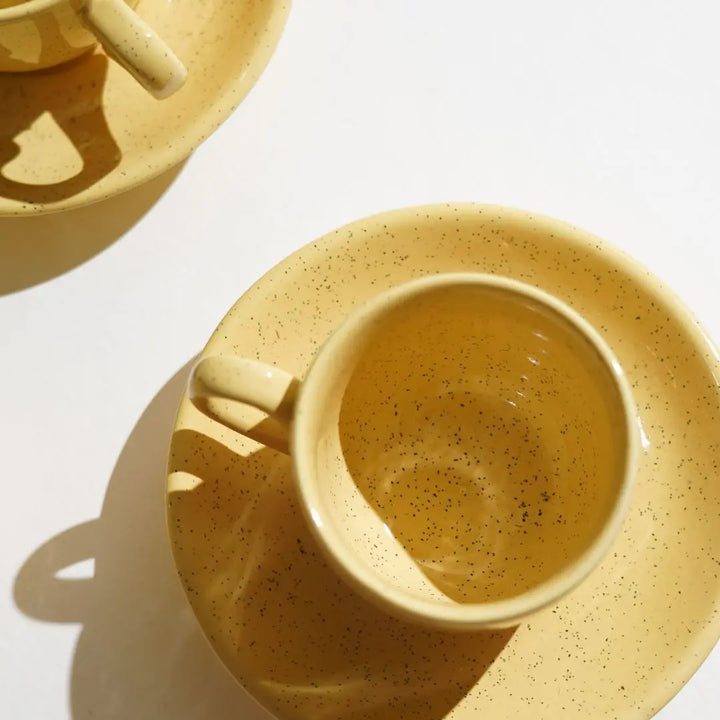 Yellow Ceramic Cup & Saucers | Ceramic Cup & Saucers - Yellow