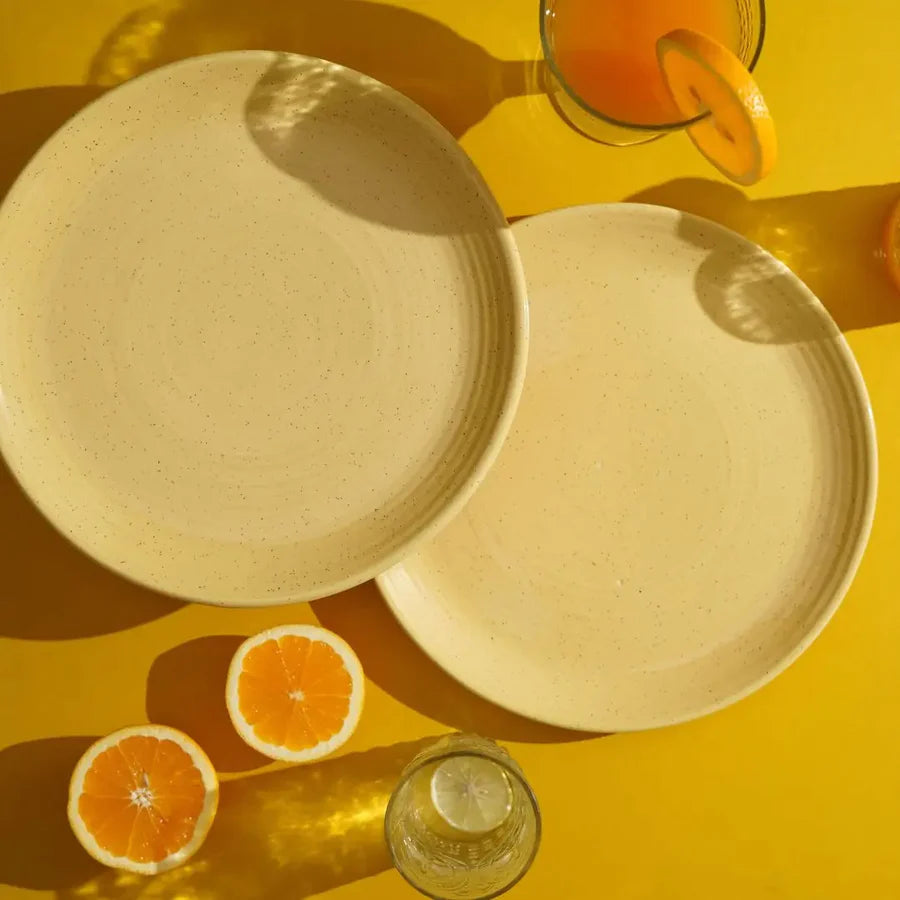 Yellow Handmade Ceramic Dinner Plate Set | Handmade Ceramic Dinner Plate set of 2 - Yellow