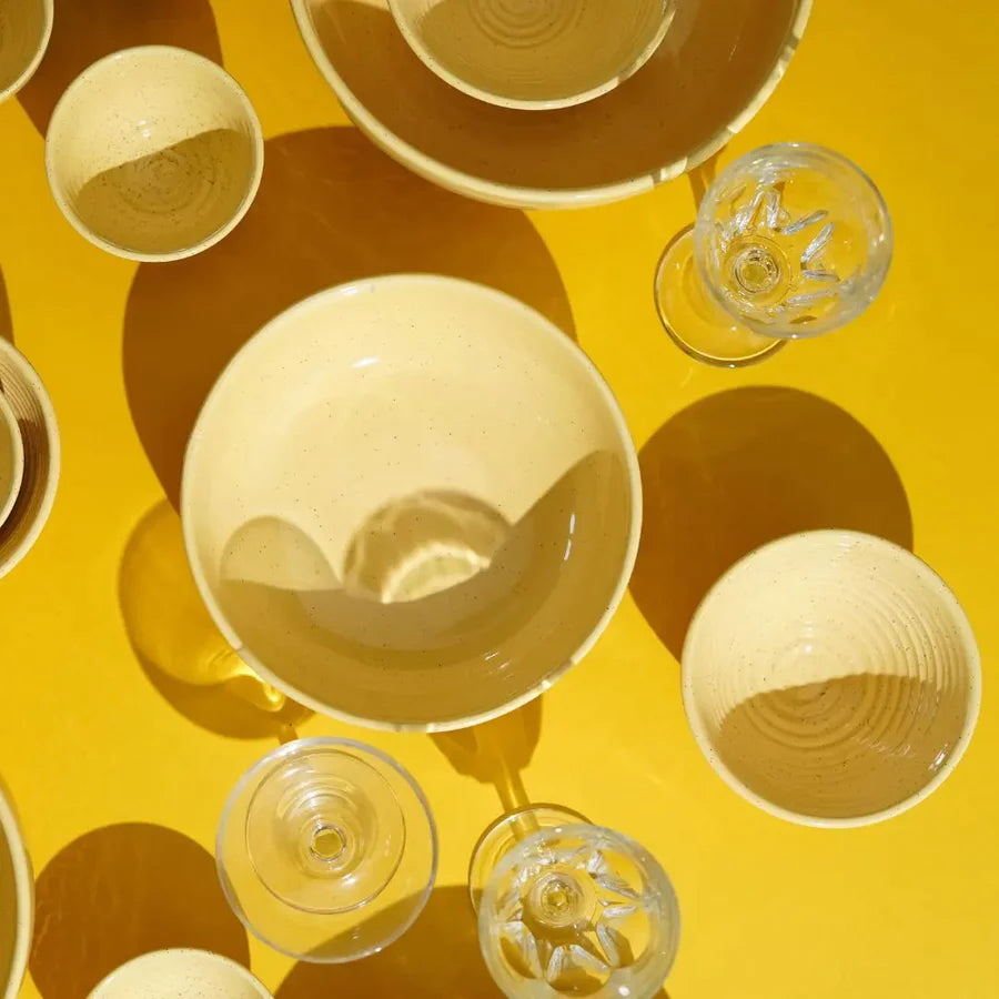 Large Yellow Ceramic Serving Bowl | Handmade Ceramic Large Serving Bowl - Yellow