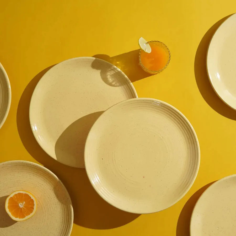 Handmade Ceramic Salad Plates | Handmade Ceramic Salad Plate set of 4 - Yellow