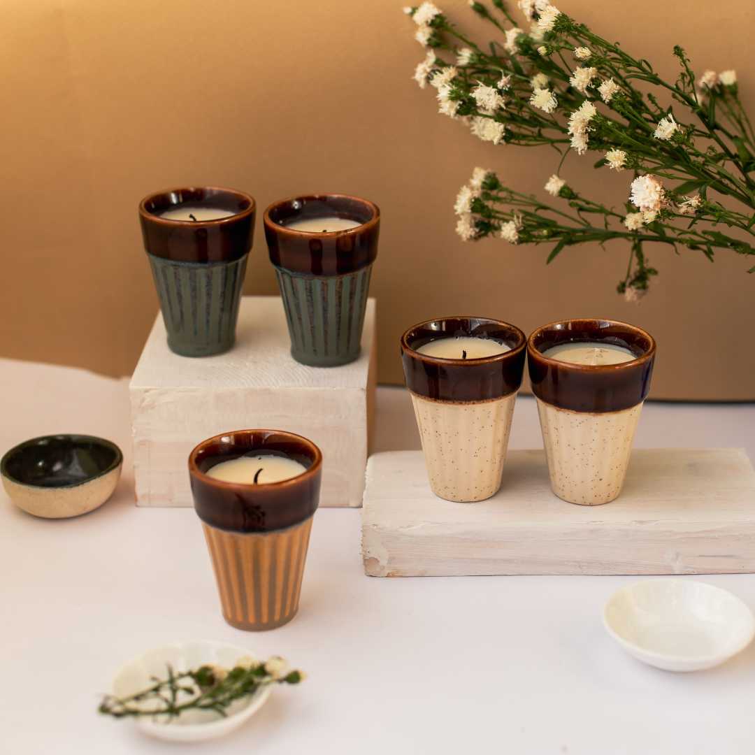 Set of 6 Scented Candles | Exclusive Ceramic Glass Scented Candles Set of 6