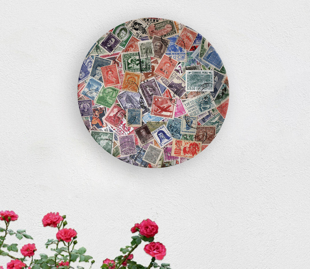 Indian Stamps Ceramic Decorative Wall Plate