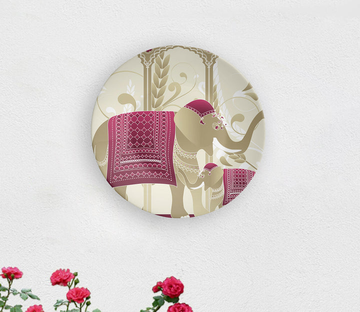 Ornamental Elephant Ceramic Decorative Wall Plate